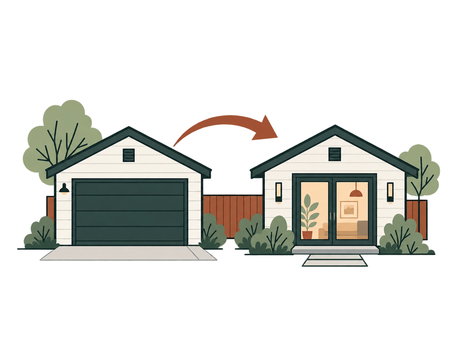 Illustration of a California garage conversion ADU