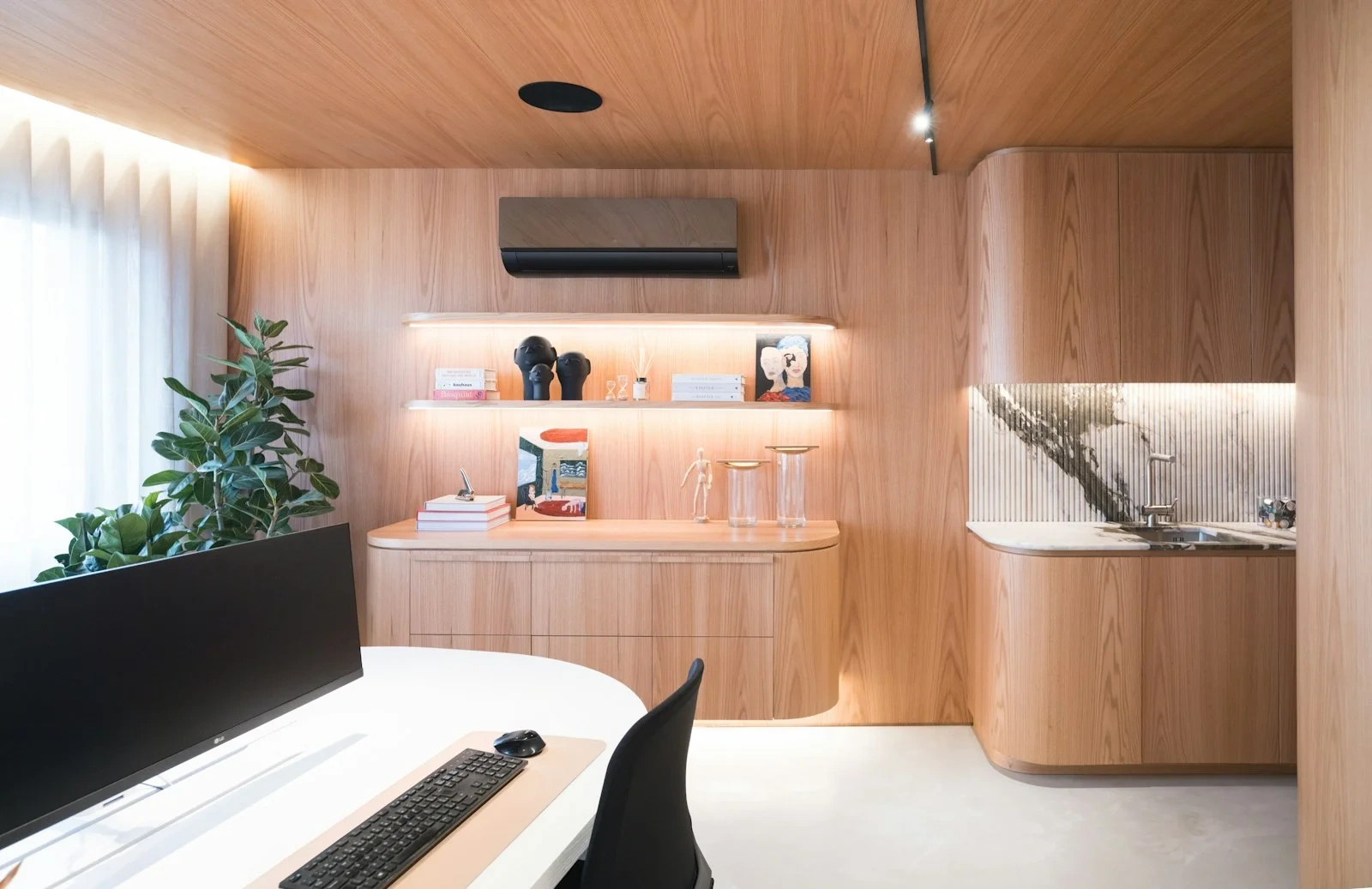 Compact modern kitchenette and living space suitable for a junior accessory dwelling unit